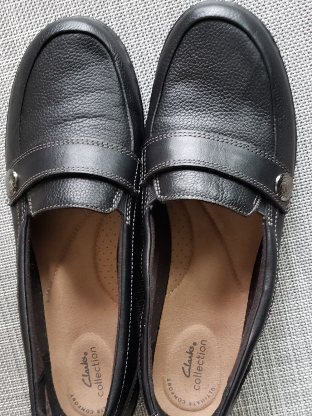 LEATHER BLACK CLARKS ... FULL LEATHER SIZE 10